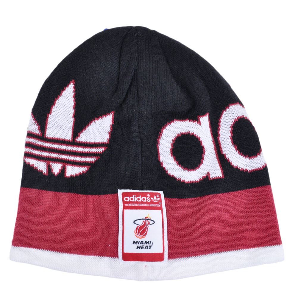 NBA Adidas Miami Heat KC73Z Cuffless Beanie Knit Toque Hat HWC Skully Black Red