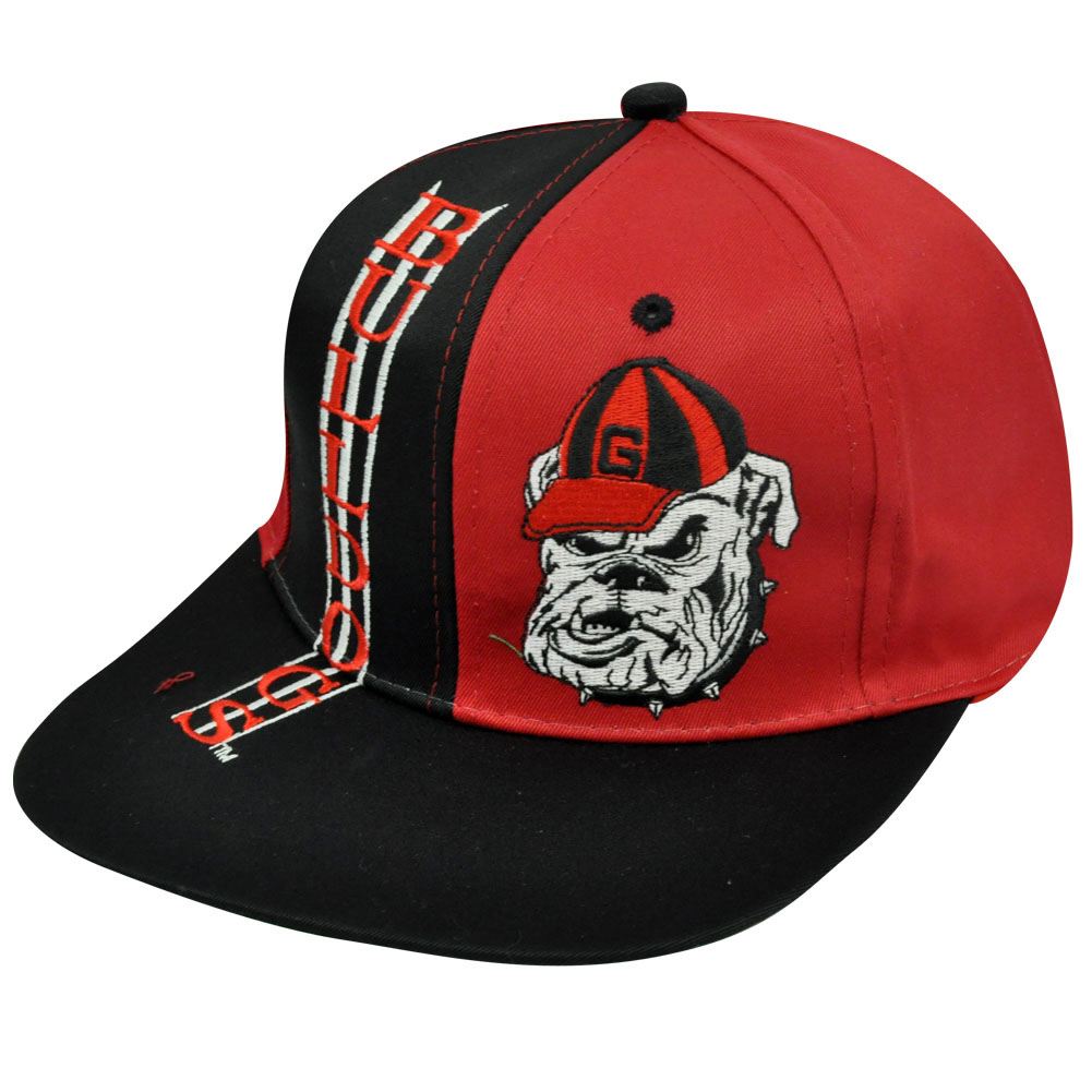 NCAA Georgia Bulldogs Vintage Flat Bill Old School Snapback Hat Cap Black Red