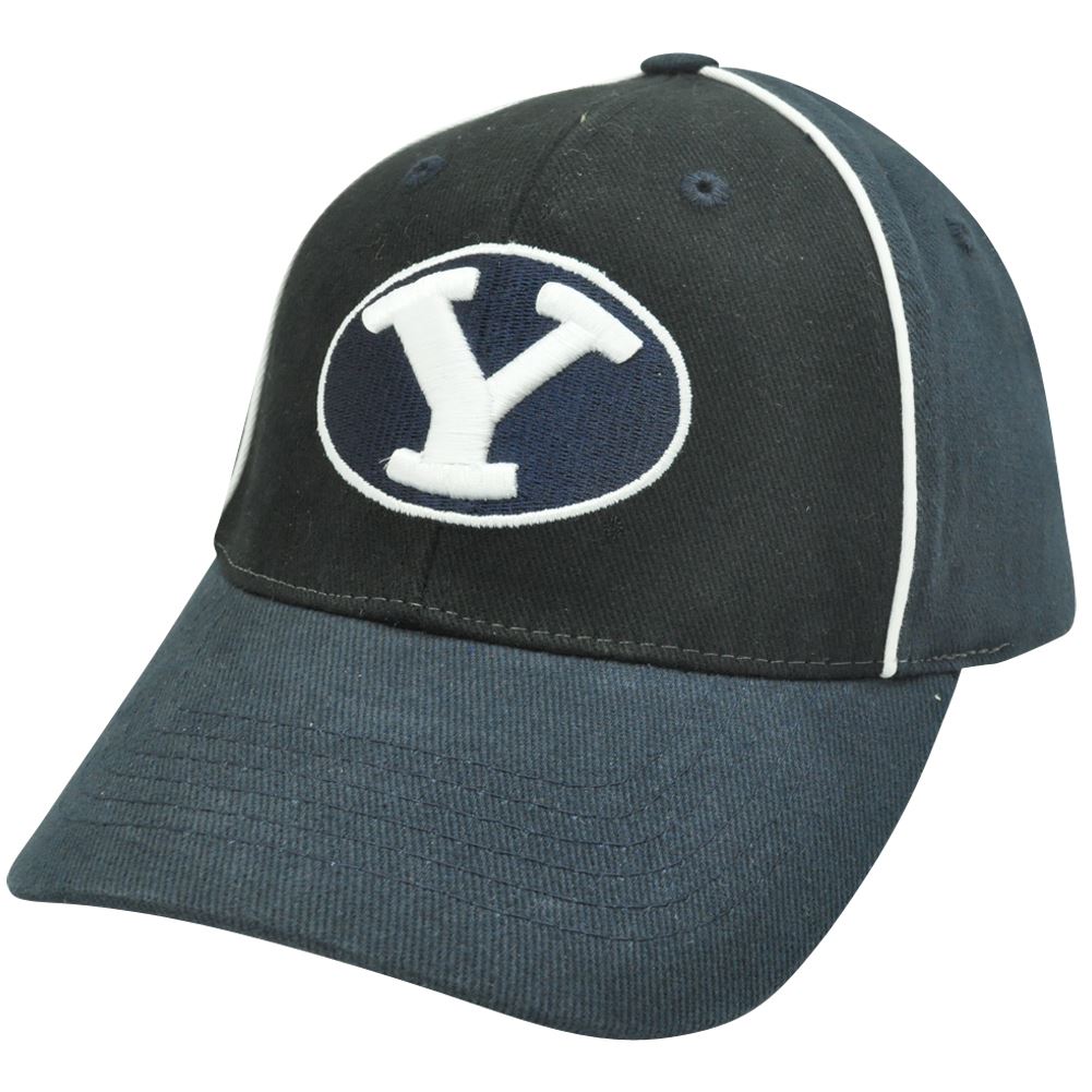 NCAA Brigham Young Cougars Two Tone Black Navy Blue Curved Bill Hat Cap
