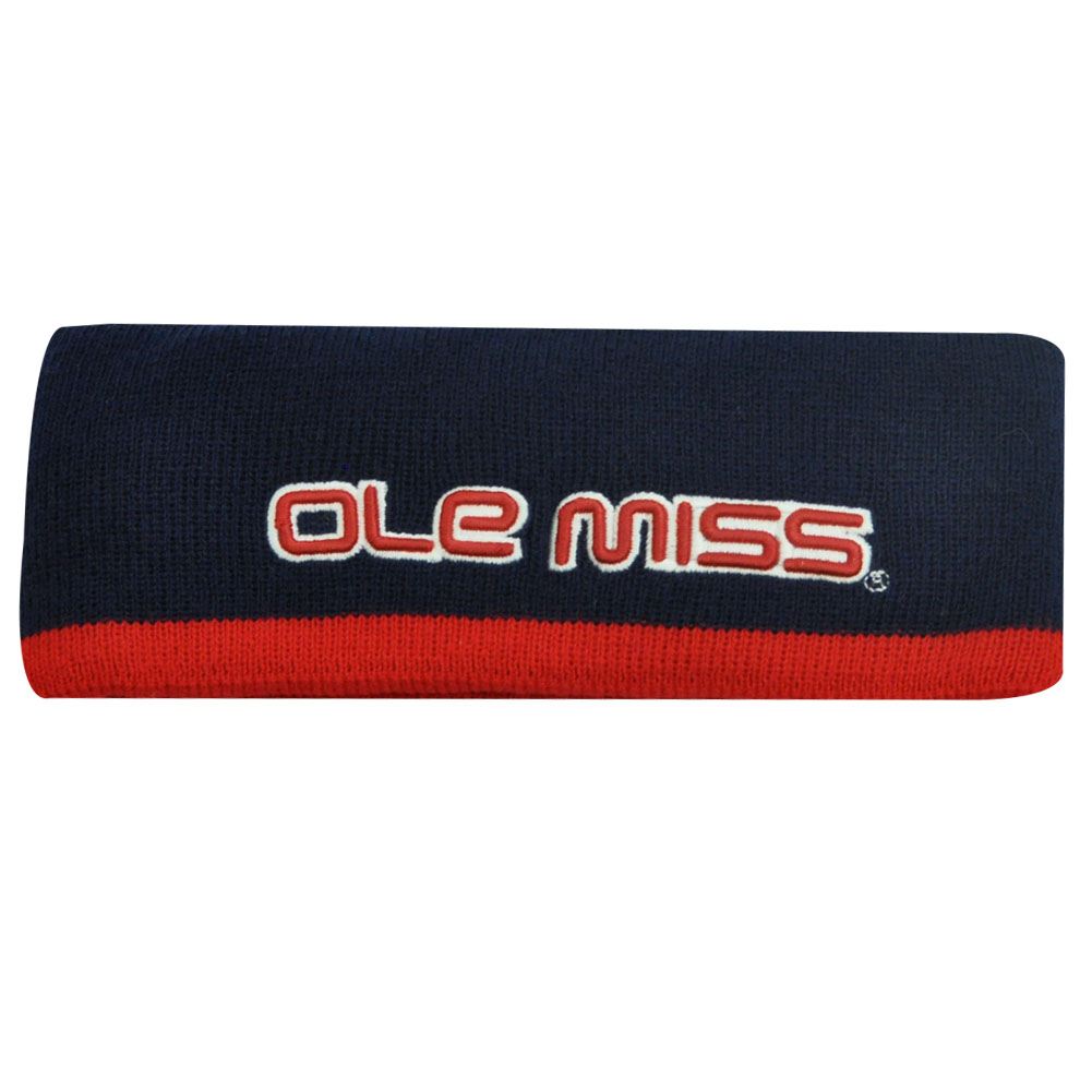 NCAA HEAD BAND SWEAT OLE MISS REBELS NAVY BLUE RED