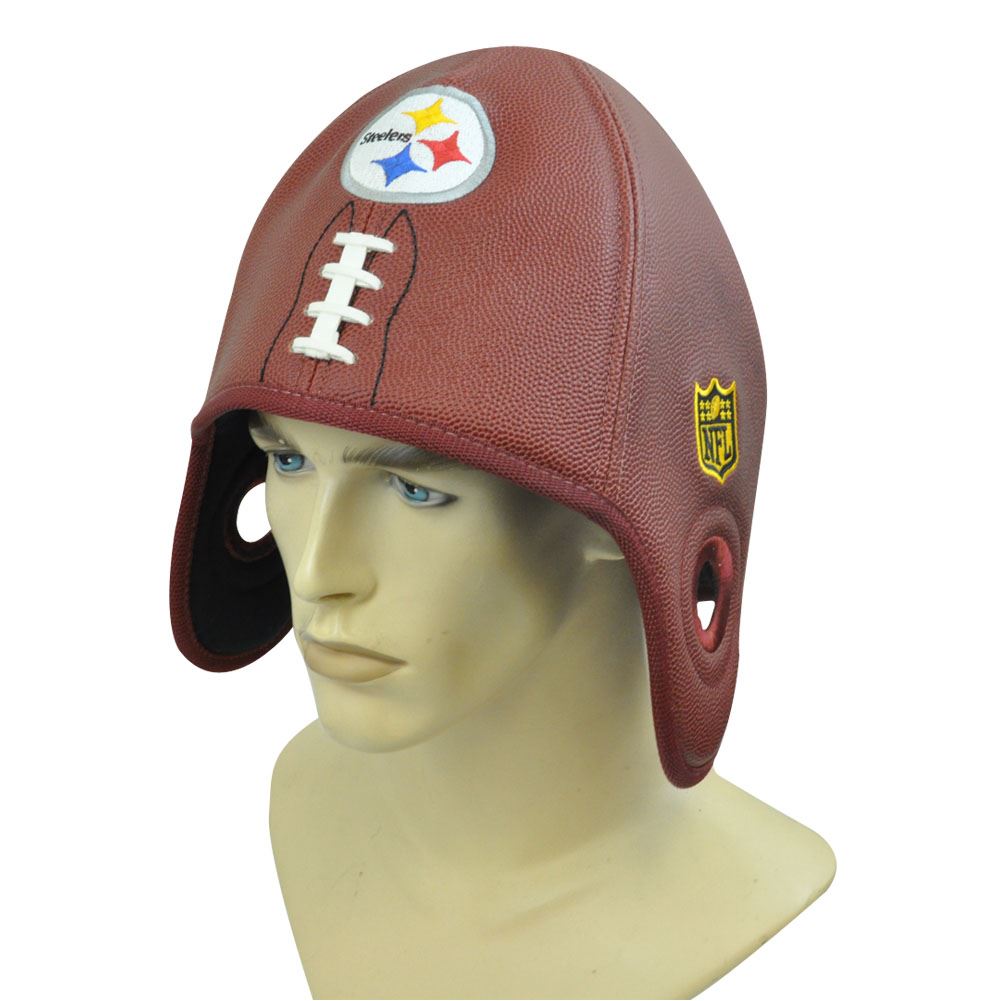 NFL Pittsburgh Steelers Reebok Faux Leather Helmet Head Football Shaped Hat Cap