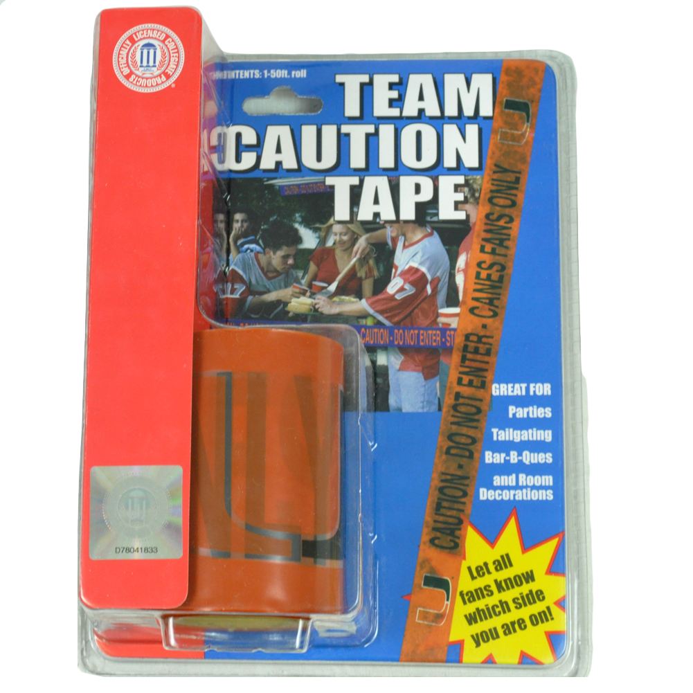 NCAA Miami Hurricanes Team Caution Tape Tailgate Pre Game BBQ Dorm Room Decor