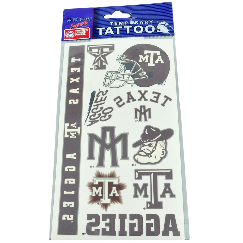 NCAA Texas A&M Aggies College ATM 10 Temporary Tattoos Football Game Tailgate
