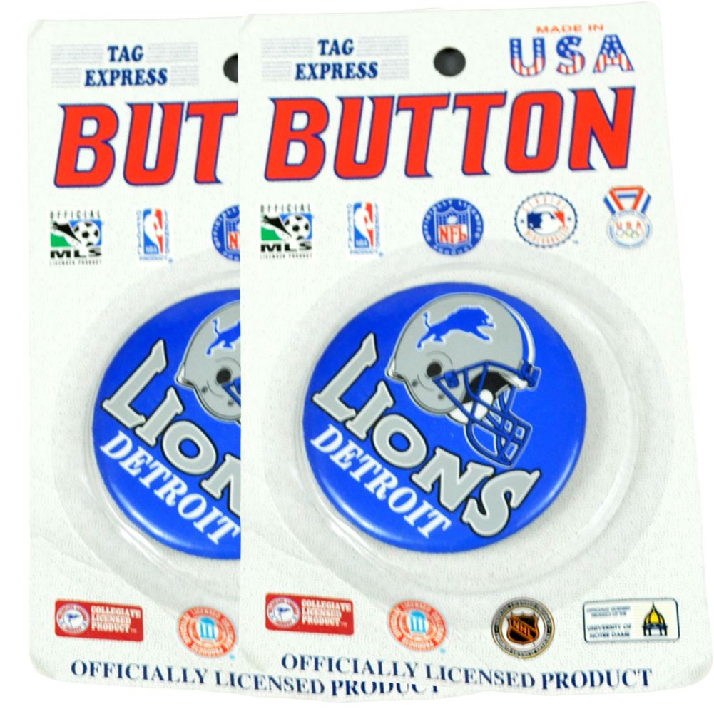 NFL Football Detroit Lions 2 Piece Vintage Fan Pin Button Helmet Licensed