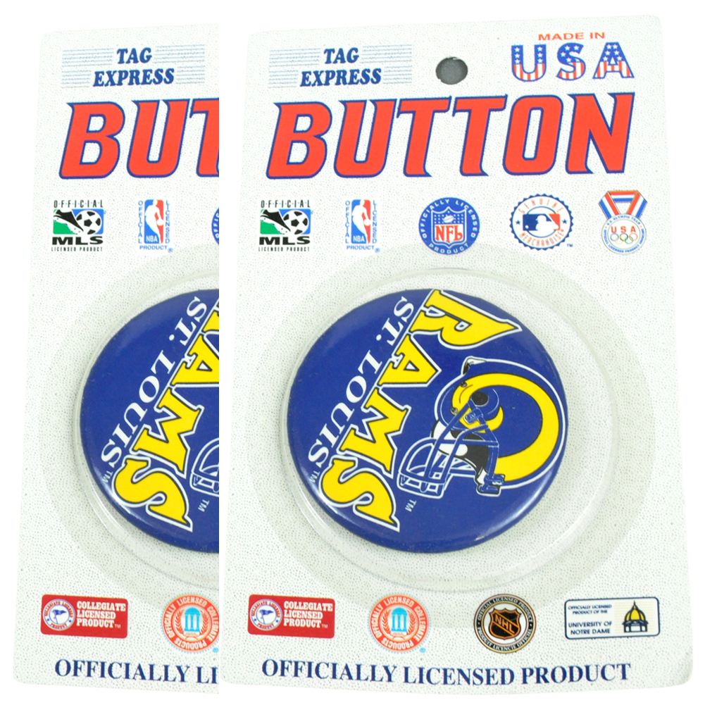 NFL Football St Louis Rams 2 Piece Set Vintage Fan Pin Button Helmet Licensed