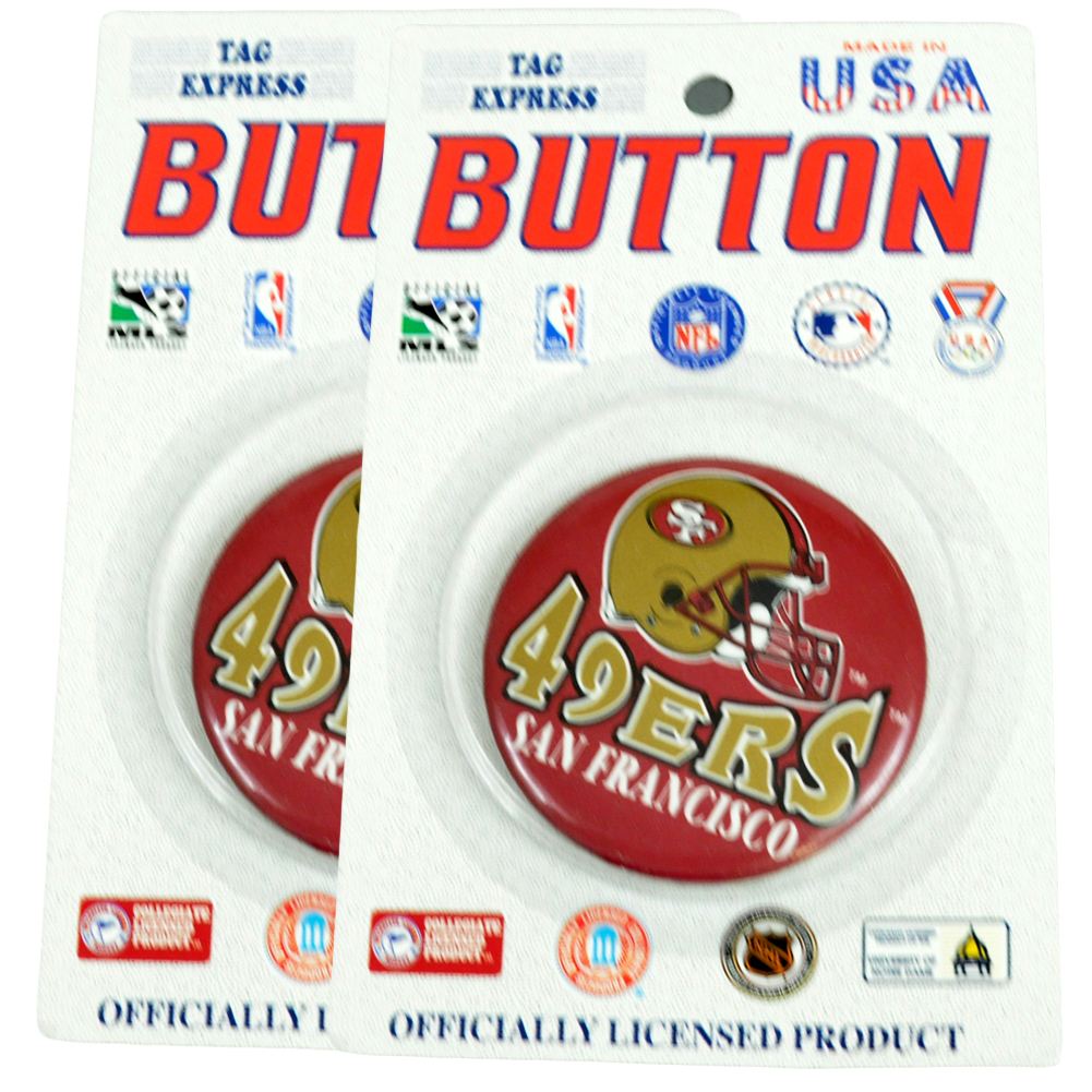 NFL Football San Francisco 49ers 2 Piece Set Vintage Pin Button Helmet Licensed