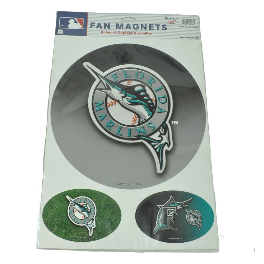 MLB Baseball Florida Marlins Jumbo Indoor Outdoor Fan Magnets Set of 3
