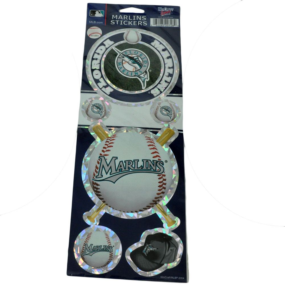 MLB Baseball Florida Marlins Logo Set of 6 Stickers Sheet Kids Child Licensed