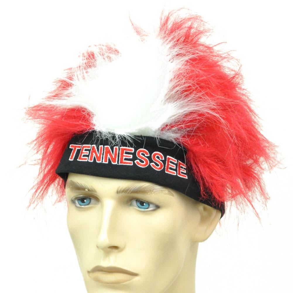 Tennessee Head Band Fuzz Head Wig Hair Novelty Fan Vintage Red White One Size