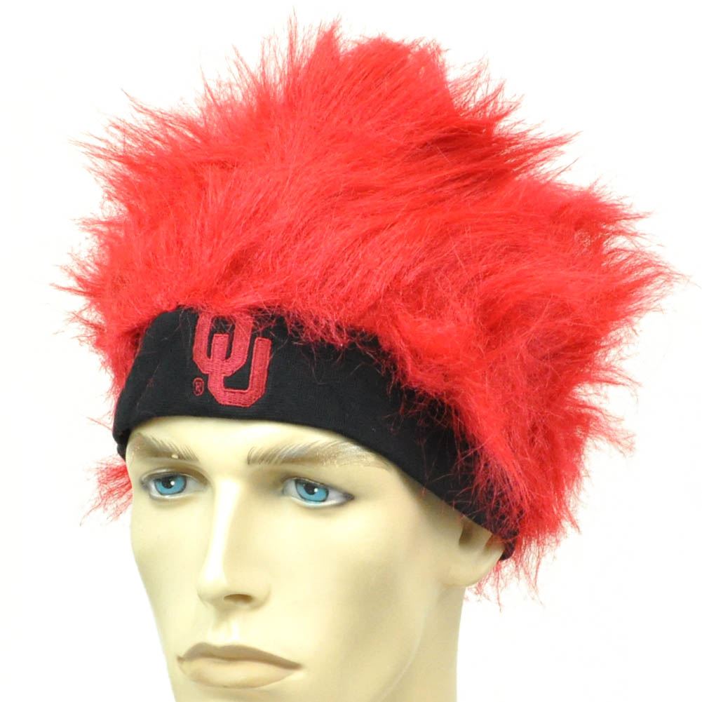 NCAA Oklahoma Sooners Fuzz Head Wig Head Band Elastic Vintage Fan One Size Hair