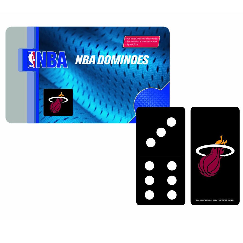 NBA Miami Heat Domino Set Dominoes Metal Gift Tin Game Double Six Licensed Black