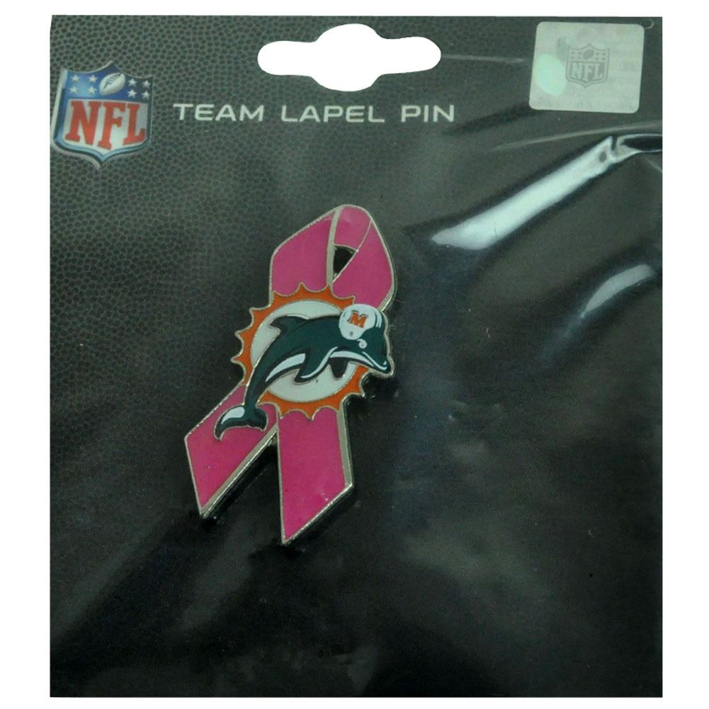 NFL Miami Dolphins BCA Breast Cancer Awareness Fins Lapel Pin Pink Ribbon DN4072