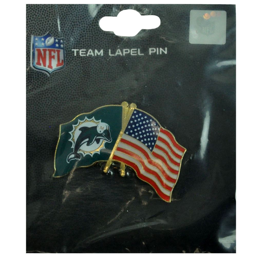 NFL Miami Dolphins Fins Jersey Lapel Pin Collectible Orange American Flag DN6073