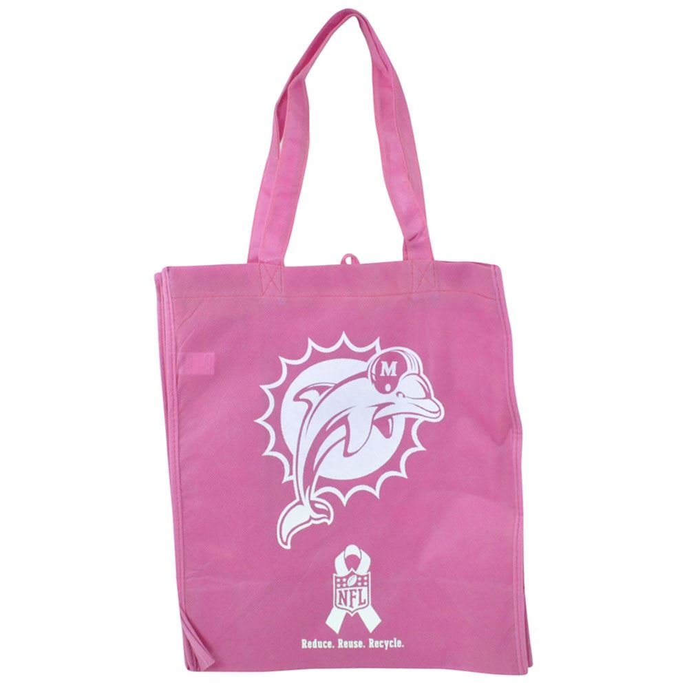 NFL Miami Dolphin Pink Breast Cancer Awareness Recycle Bag Reuse Reduce Ladies