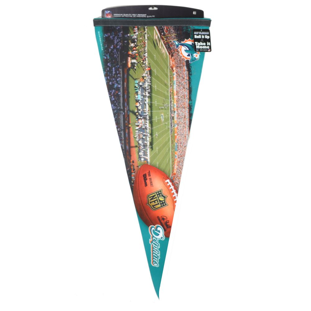 NFL Miami Dolphins Fins Team Stadium Field Premium Wool Felt Pennant DN5067