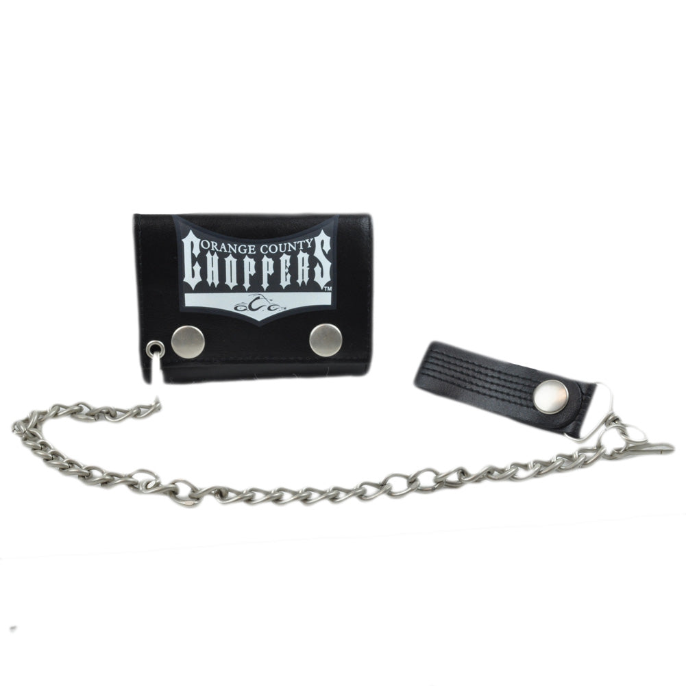 Orange County Choppers Biker Chain Tri Fold Wallet Tv Show Black Novelty Leather
