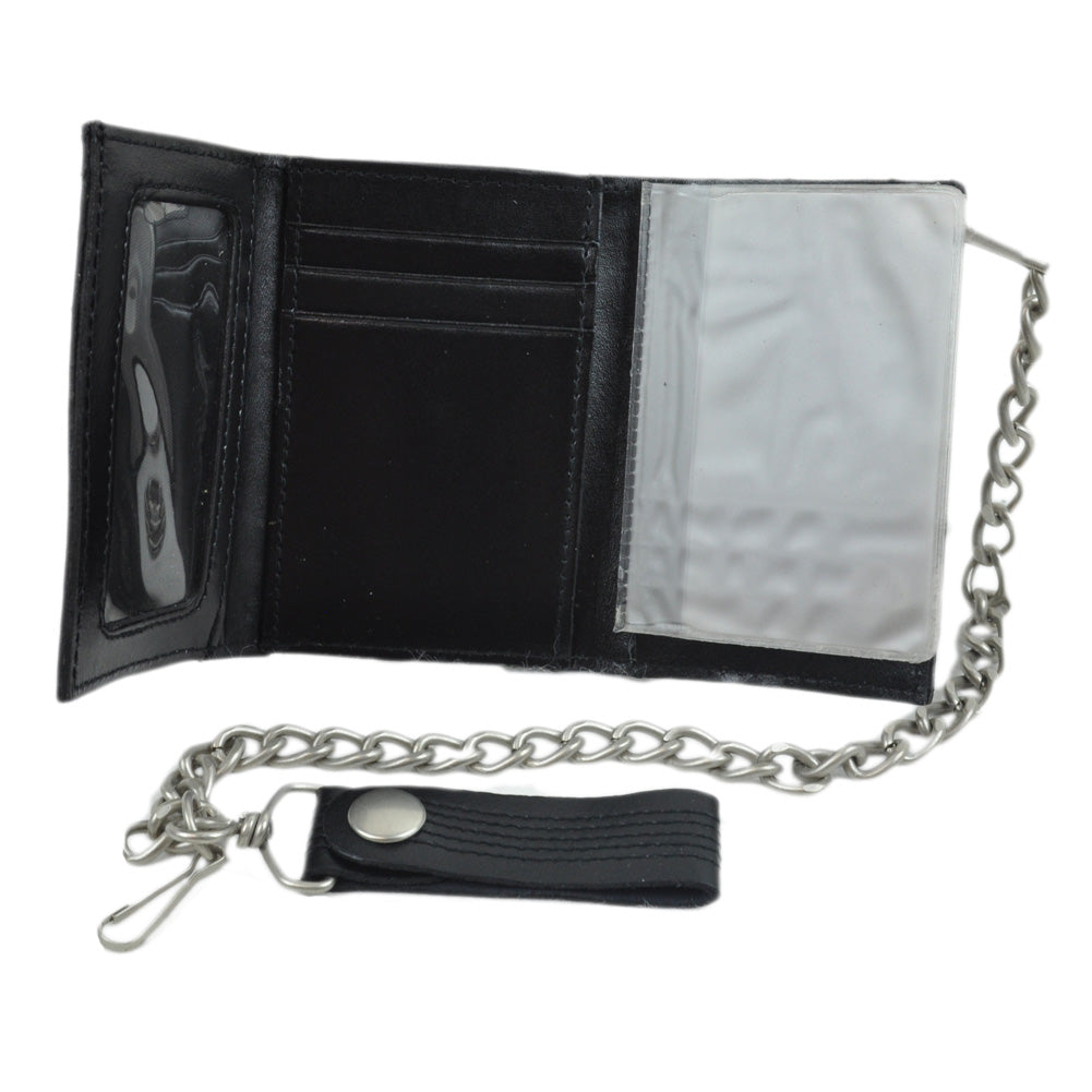 Orange County Choppers Biker Chain Tri Fold Wallet Tv Show Black Novelty Leather