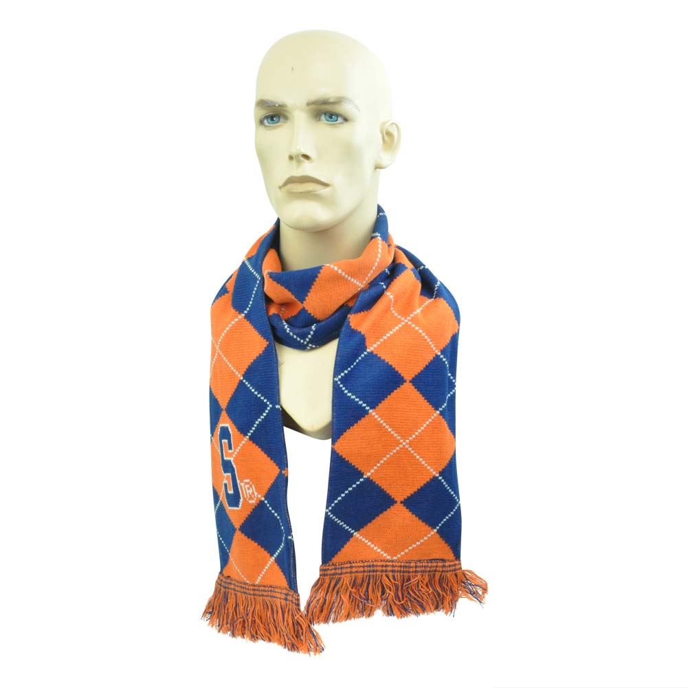 NCAA Syracuse Orange Cuse School Spirit Two Sided Blue Orange Scarf Wrap Argyle