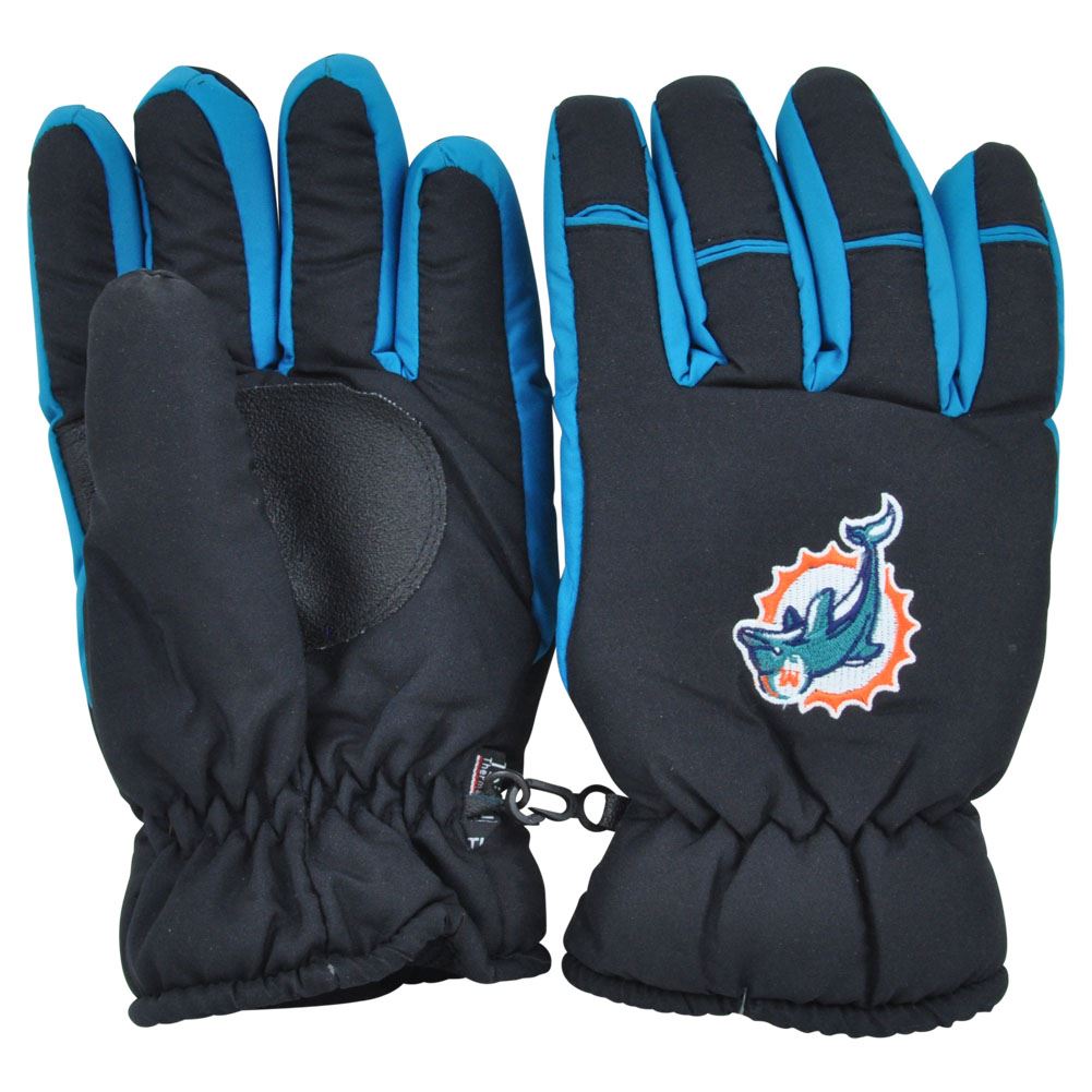 NFL Miami Dolphins 3M Mens Winter Snow Gloves Thermal Insulation Pair One Size