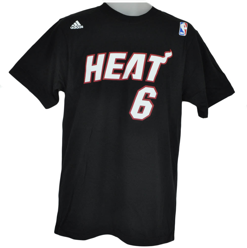 NBA Adidas Miami Heat Tshirt Tee Lebron James 6 Black Red White Licensed Adult