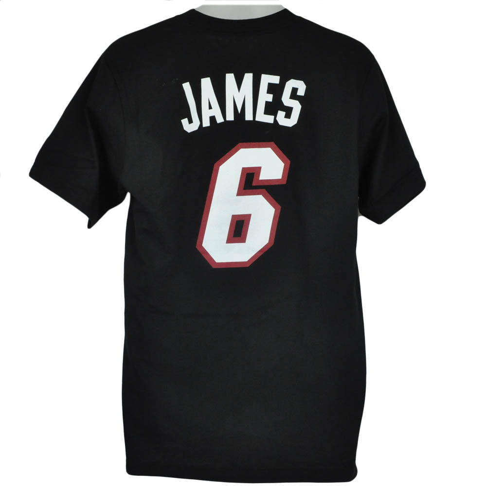NBA Adidas Miami Heat Tshirt Tee Lebron James 6 Black Red White Licensed Adult