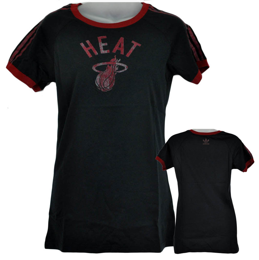 NBA Adidas Miami Heat Womens Ladies Black Tshirt Tee Basketball Final Champions