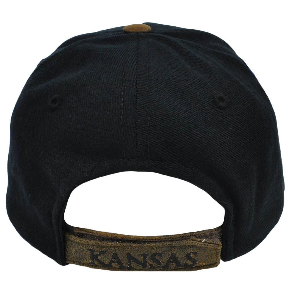 NCAA Fonz Kansas Jayhawks Adjustable Hat Faux Suede Curved Bill Licensed