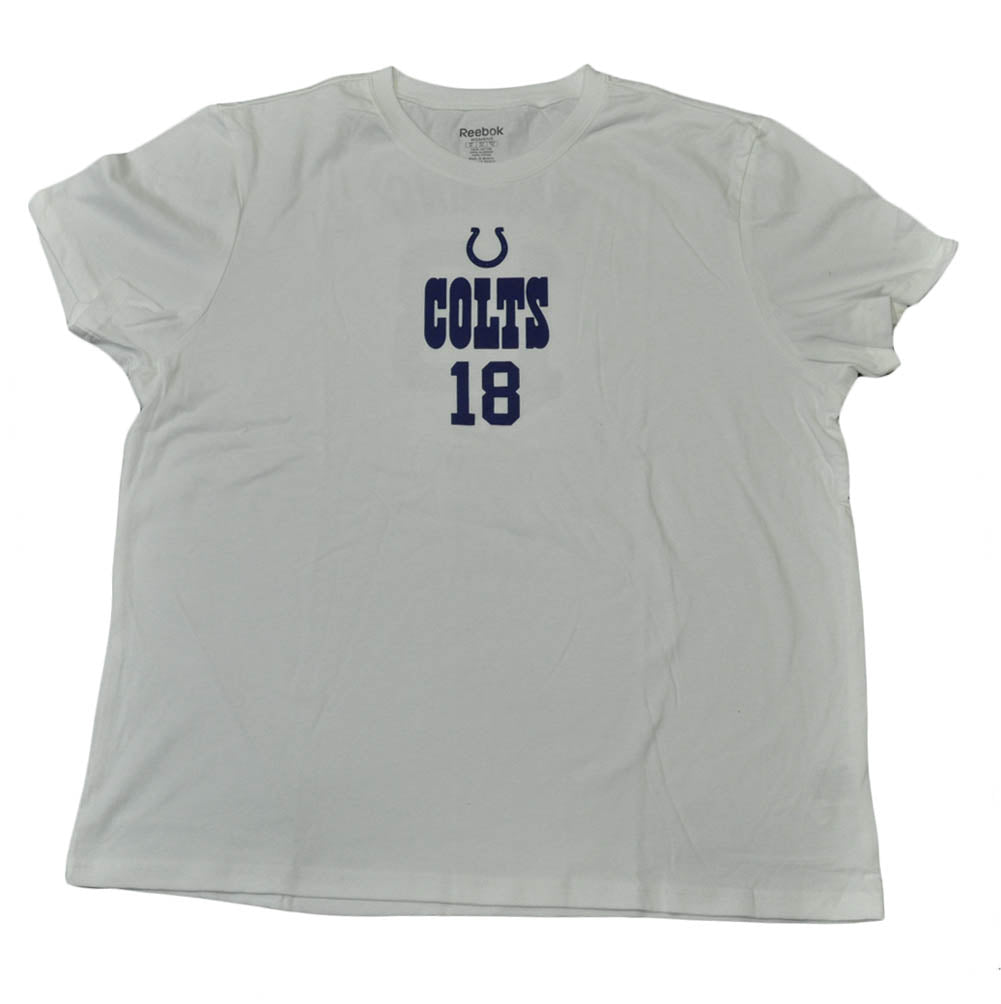 NFL Reebok Indianapolis Colts Womens Ladies Peyton Manning 18 Tshirt White Blue