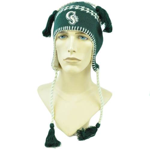 NCAA Zephyr Alpine Tassel Knit Beanie Hat Ear Flaps Toque Colorado State Rams