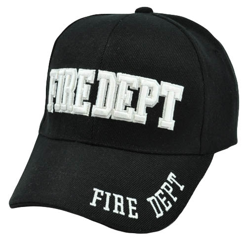 Fire Fighter Dept Department Black White Constructed Curved Bill Hat Cap