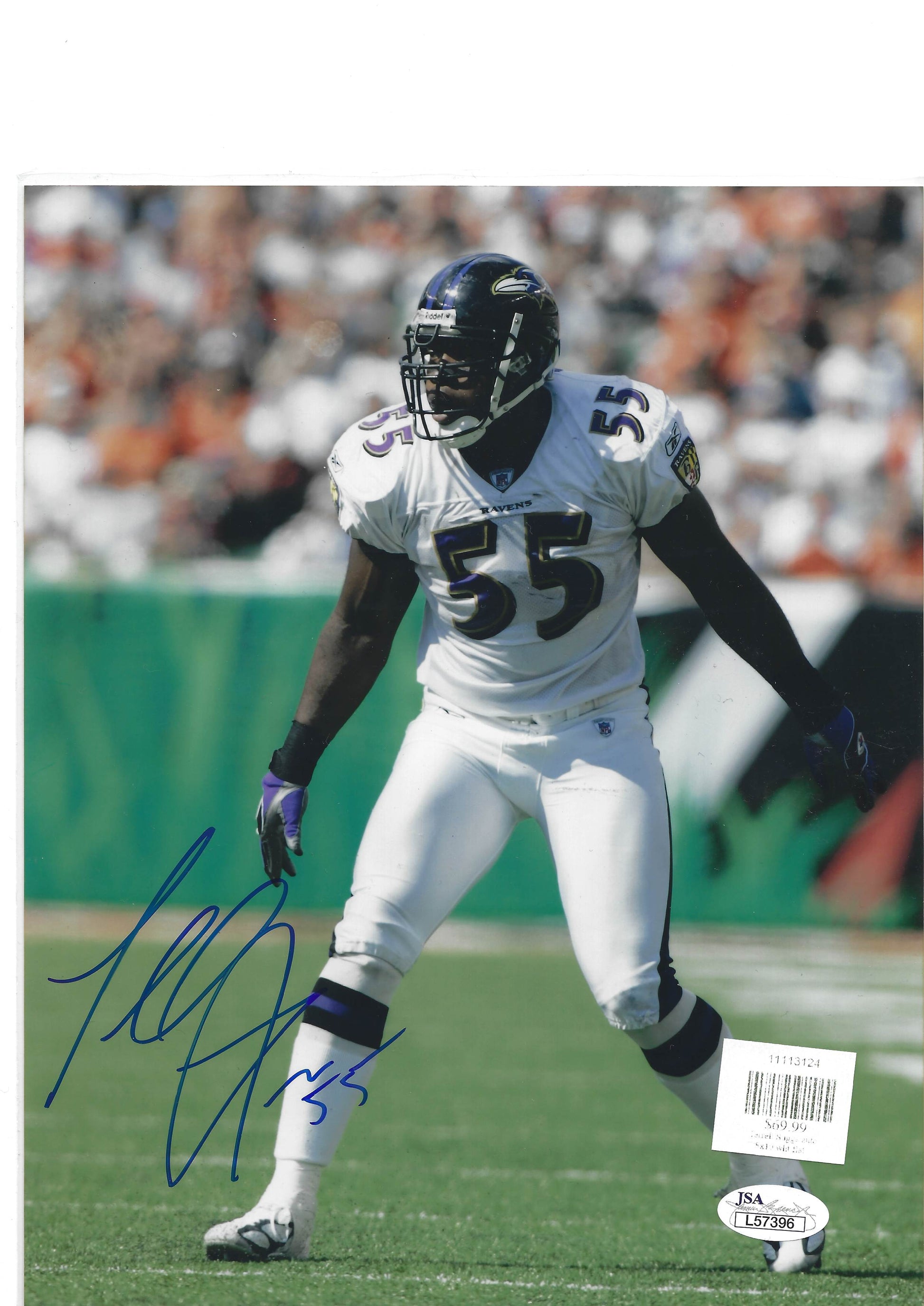 NFL Baltimore Raven Terrell Suggs #55 Autographed Picture 8" x 10" JSA