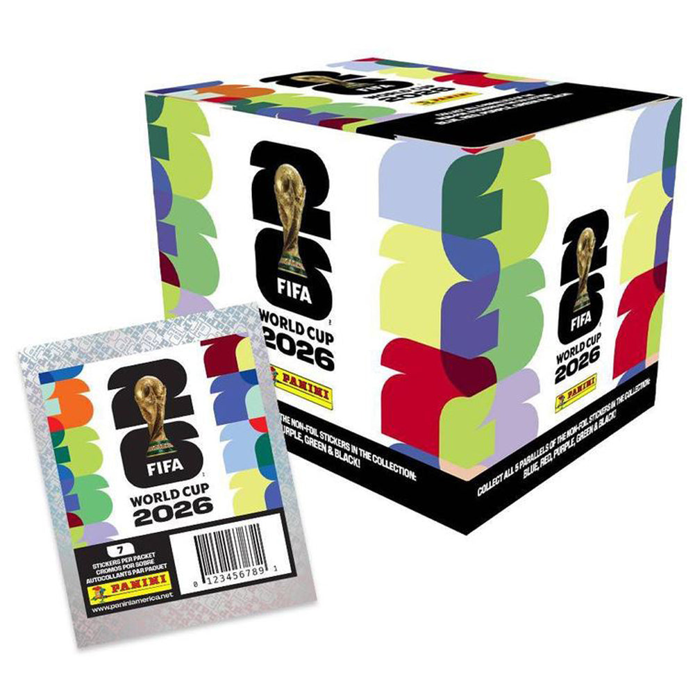 2026 Panini FIFA World Cup Soccer Sticker Box 25 Packs 7 Stickers Per Packet